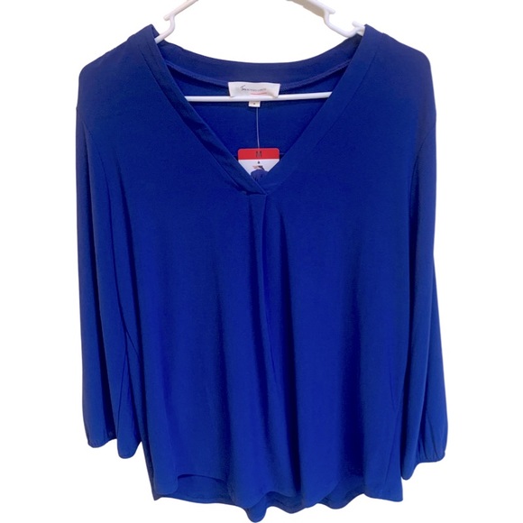 NWT Vince Camuto Goddess Royal Blue Relaxed Fit Pullover V-Neck Blouse S… - Picture 7 of 7